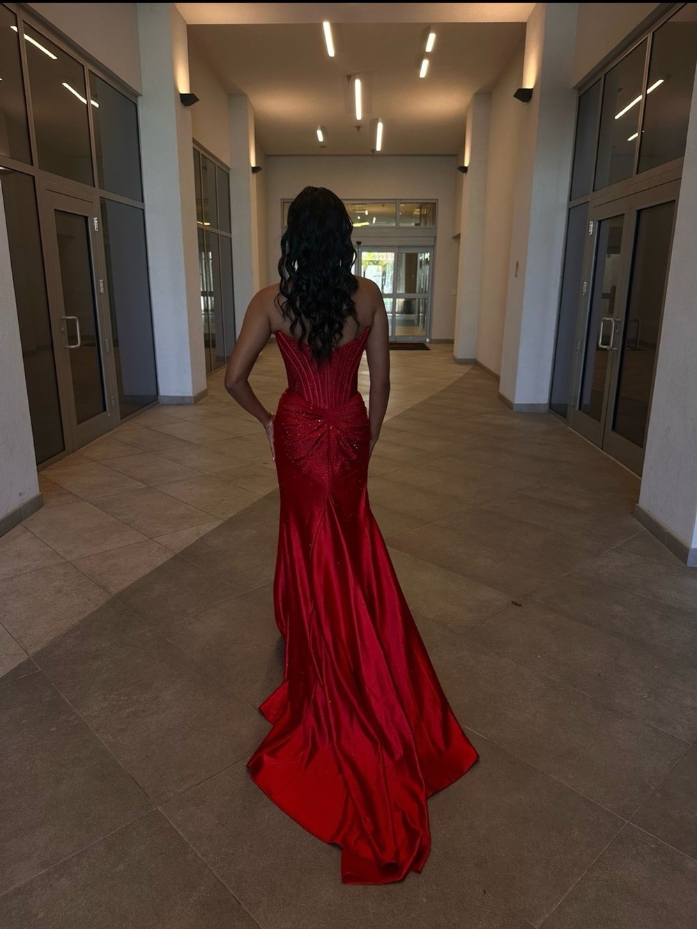 & Other Stories Red Strapless Mermaid Prom Dress